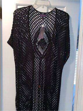Black Open-Knit Women’s Sweater Cover-Up